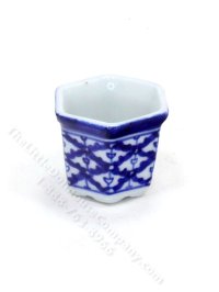 (image for) Miniature Blue and White Hexagonal Flower Pot for Dollhouses