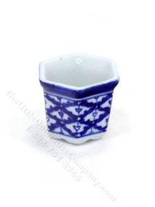 (image for) Miniature Blue and White Hexagonal Flower Pot for Dollhouses