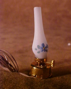 (image for) Hurricane Oil Table Lamp with Painted Etched Funnel