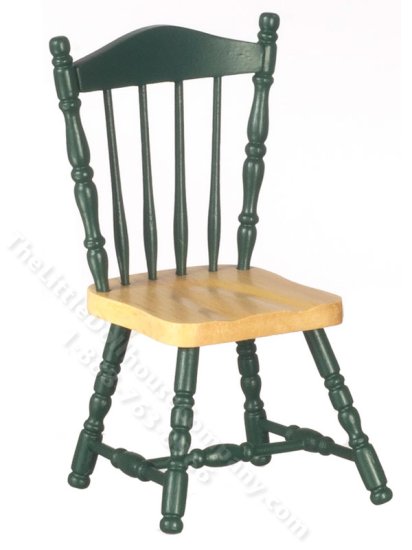 (image for) Miniature Green/Oak Side Chair for Dollhouses