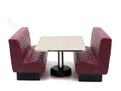 (image for) Miniature Restaurant Booth set for Dollhouses - Burgundy