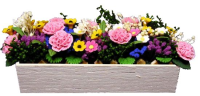 (image for) Miniature Pink Carnations in Wooden Window Box for Dollhouses