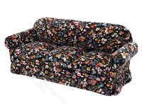 (image for) Vintage Miniature Dark Floral Couch for Dollhouses