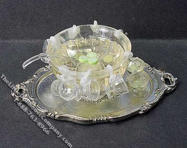 (image for) Miniature Punch Bowl with Limonade and 8 Glasses for Dollhouses