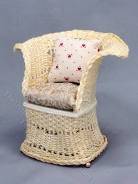 (image for) Miniature Natural Full-Bottom Wicker Chair for Dollhouses