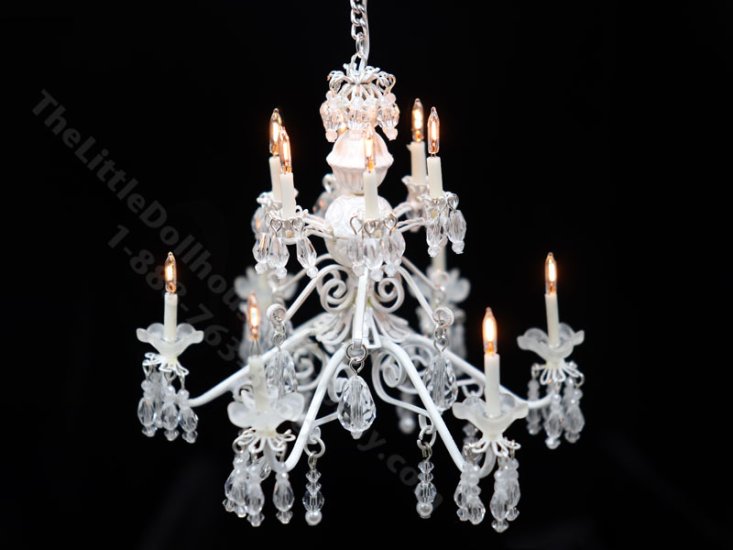 (image for) Dollhouse Miniature 12V Aria Crystal Chandelier