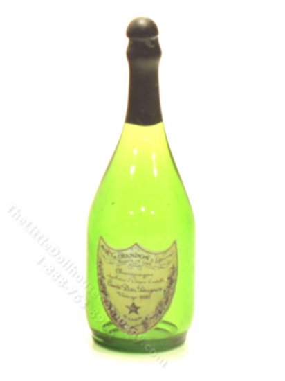 (image for) Miniature Glass Champagne Bottle with Black Top by Jane Woodham