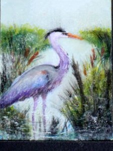 (image for) Miniature "Marsh Heron I" Replica Painting by Larry Morganti