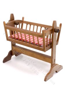 (image for) Vintage Miniature Hanging Wooden Cradle for Dollhouses