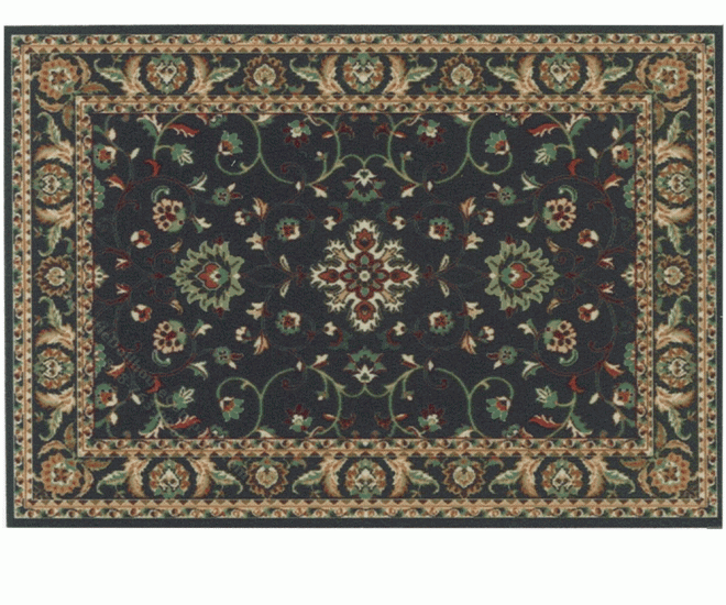 (image for) Miniature Small Scale Black Rug with Stylistic Flora