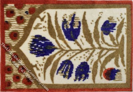 (image for) Miniature Blue Flower Rectangular Rug for Dollhouses