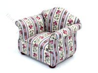 (image for) Miniature Floral and Striped Pattern Chair for Dollhouses