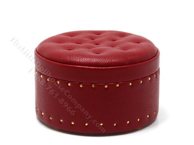 (image for) Miniature Tufted Leather Ottoman - Red