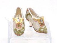 (image for) Embroidered White Heels with Strap & Buckle by Judith Blondell
