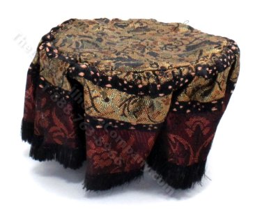 (image for) Miniature Round Table with Metallic Floral Tablecloth