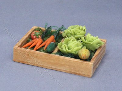 (image for) Miniature Crate of Carrots and Lettuce for Dollhouses