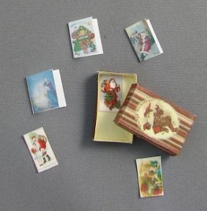 (image for) Dollhouse Miniature Set of Christmas Cards (6 pc)