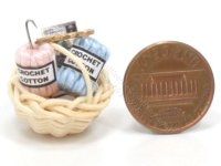 (image for) Miniature Spools of Crochet Cotton in Basket by Taylor Jade