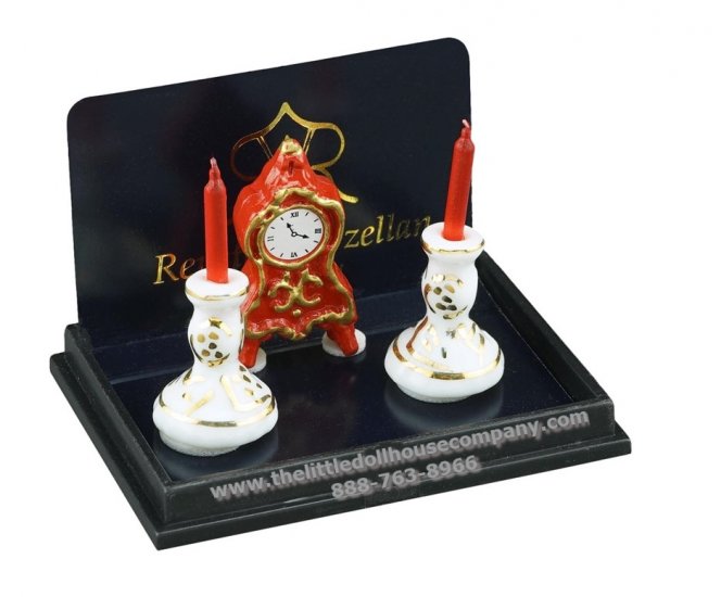 (image for) Miniature Fireplace decoration with red Clock