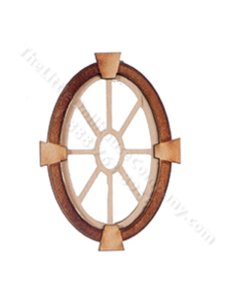 (image for) Dollhouse Oval Keystone Window w/ Plain Trim