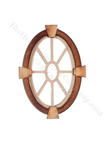 (image for) Dollhouse Oval Keystone Window w/ Plain Trim