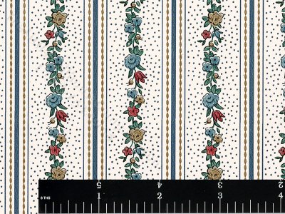 (image for) Floral and Dot Stripe Miniature Wallpaper for Dollhouses