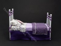 (image for) Miniature Wrought Iron Twin/Single Bed for Dollhouses - Purple