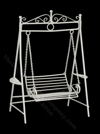 (image for) Miniature White Garden Swing for Dollhouses