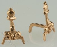 (image for) Dollhouse 1/2" Scale Fireplace Andirons, Gold Color