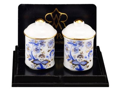 (image for) Miniature Storage Containers (2), Blue Onion Gold Design