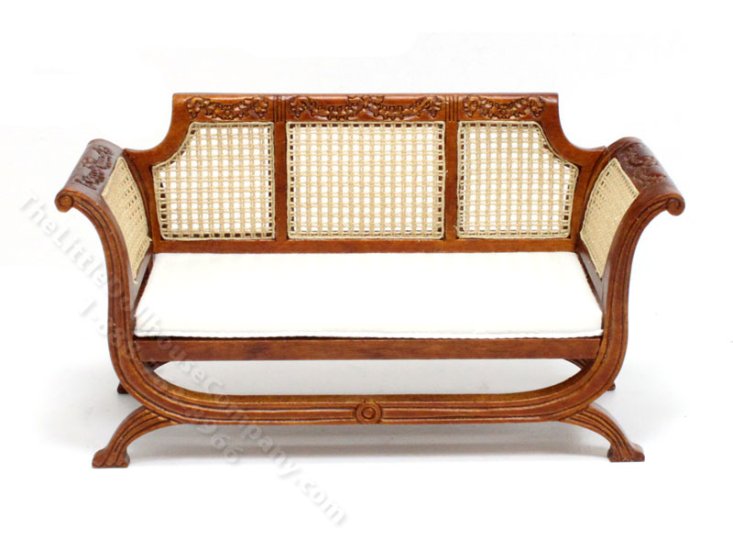 (image for) Miniature Caned Walnut Sofa for Dollhouses