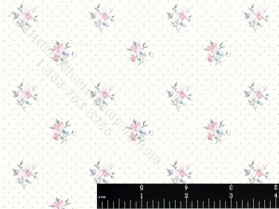 (image for) Pink Bouquets on Dots Miniature Wallpaper for Dollhouses