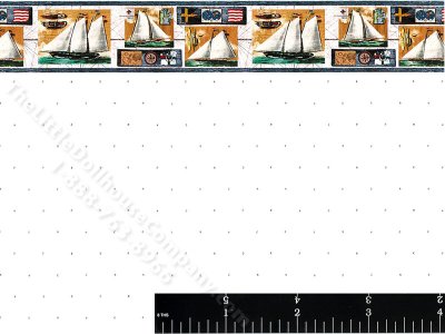 (image for) Dollhouse Scale Model Wallpaper Dot and Boats Pattern