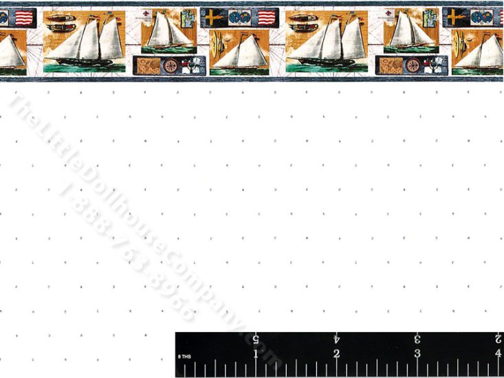 (image for) Dollhouse Scale Model Wallpaper Dot and Boats Pattern