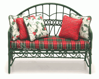(image for) Wrought Iron Patio Bench with Holiday Themed Covering