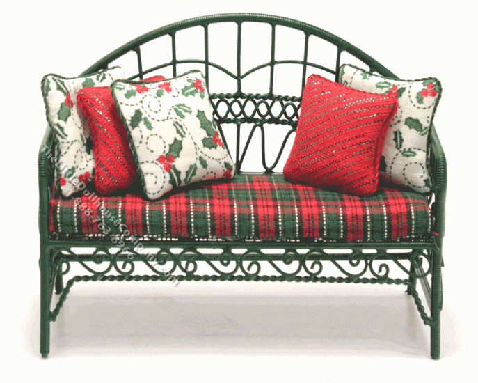(image for) Wrought Iron Patio Bench with Holiday Themed Covering