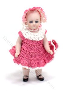 (image for) Miniature Porcelain Baby Doll in Pink Knit Dress