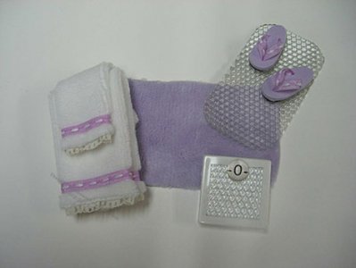 (image for) Miniature Lavender Bathroom Accessories Set For Dollhouses