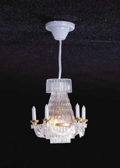 (image for) Dollhouse Scale Model 12V Hanging Crystalene Chandelier