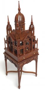(image for) Miniature Victorian Bird Cage on Table for Dollhouses