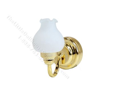 (image for) Miniature Battery Brass Tulip Sconce with Wand for Dollhouses