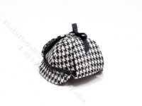(image for) Miniature Black Houndstooth Deerstalker Hat by Judith Blondell