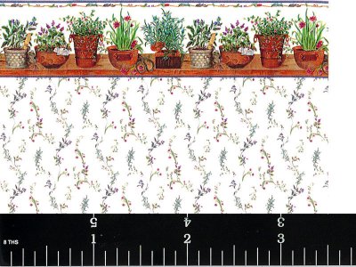(image for) Foral Vine/Pot Border Pattern Miniature Wallpaper for Dollhouses