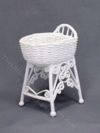 (image for) Miniature White Wicker Crib for Dollhouses