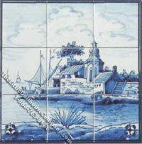 (image for) Dollhouse Scale Model Lake Front Themed Decorative Wall Tiles