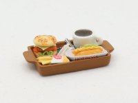(image for) Miniature Tray with Fast Food Lunch and Coffee for Dollhouses
