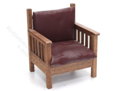 (image for) Miniature Handmade Wood and Leather Armchair