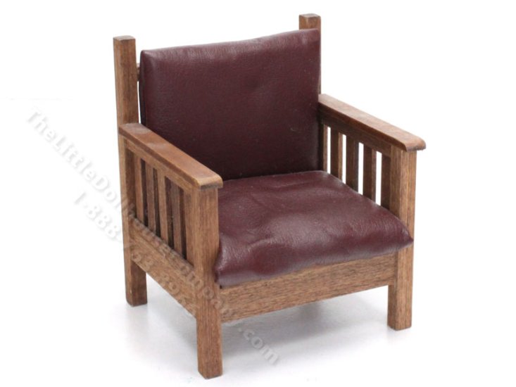 (image for) Miniature Handmade Wood and Leather Armchair