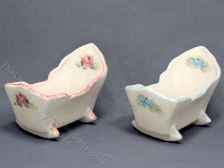 (image for) Handmade Miniature Porcelain Cradles for Dollhouses