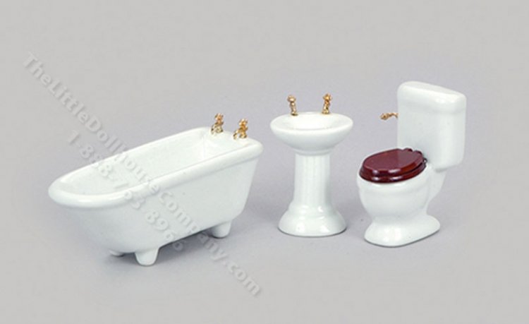 (image for) Miniature 3 Piece White Ceramic Bathroom Set